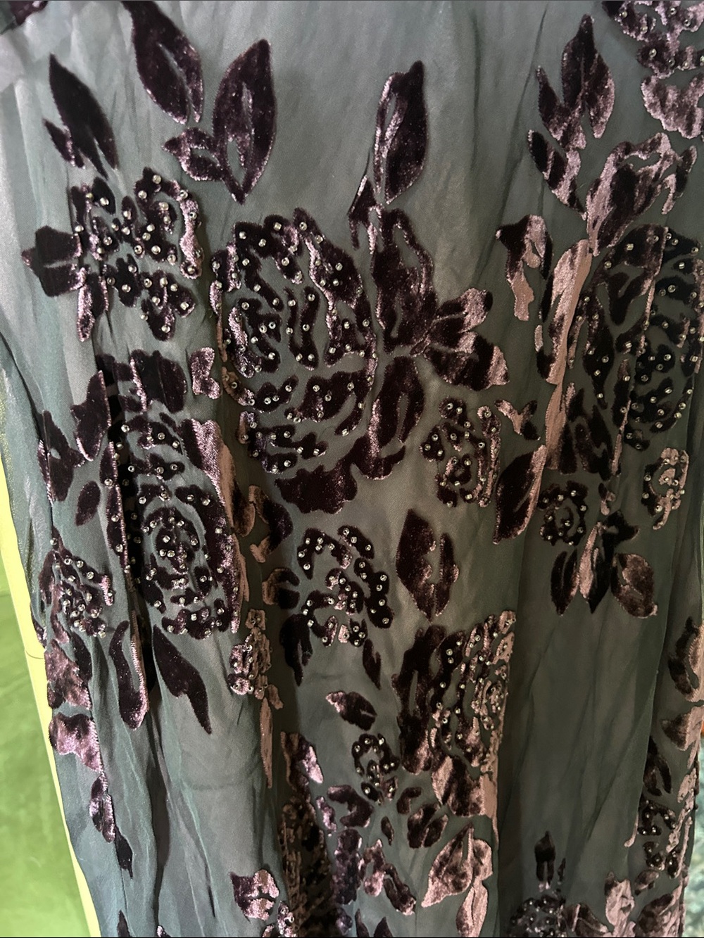 NWT 90s Robbie Bee Floral and Velvet Beaded Vintage Dress - Picture 6 of 10